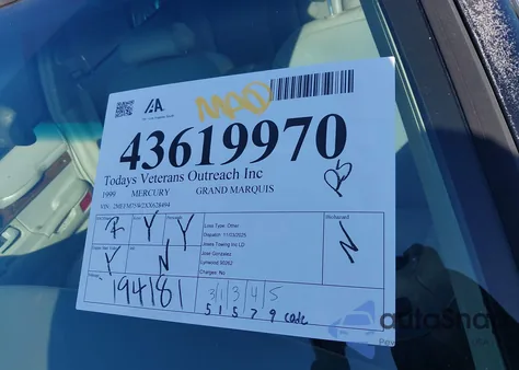 1999 Mercury Grand Marquis Ls z USA, uszkodzony, nr VIN 2MEFM75W2XX628494